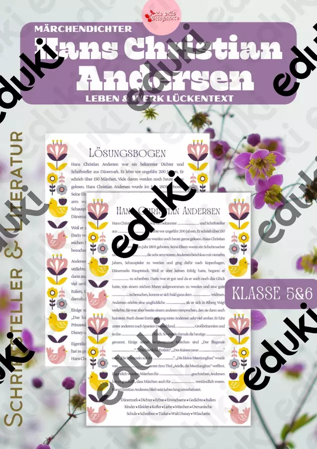 Hans Christian Andersen – Märchendichter & Schriftsteller scritore e poeta delle fiabe Vita e lavoro Esercizi - Hans Christian Andersen – Märchendichter & Schriftsteller scritore e poeta delle fiabe Vita e lavoro - LaMiaInsegnante - Pagina di copertina