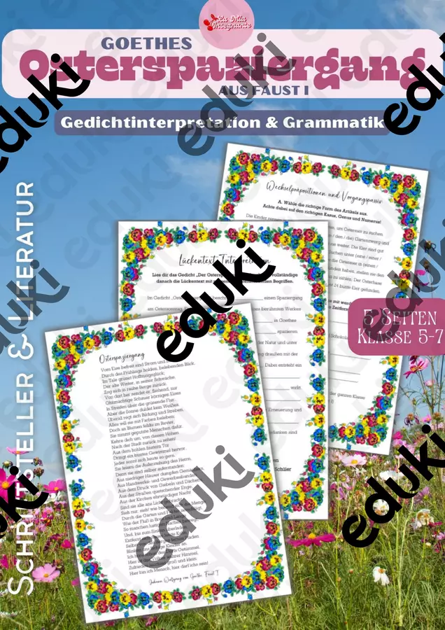 Goethes Osterspaziergang – Gedichtinterpretation & Grammatikaufgaben Passeggiata pasquale Analisi della poesia Esercizi - Goethes Osterspaziergang – Gedichtinterpretation & Grammatikaufgaben Passeggiata pasquale Analisi della poesia - LaMiaInsegnante - Pagina di copertina