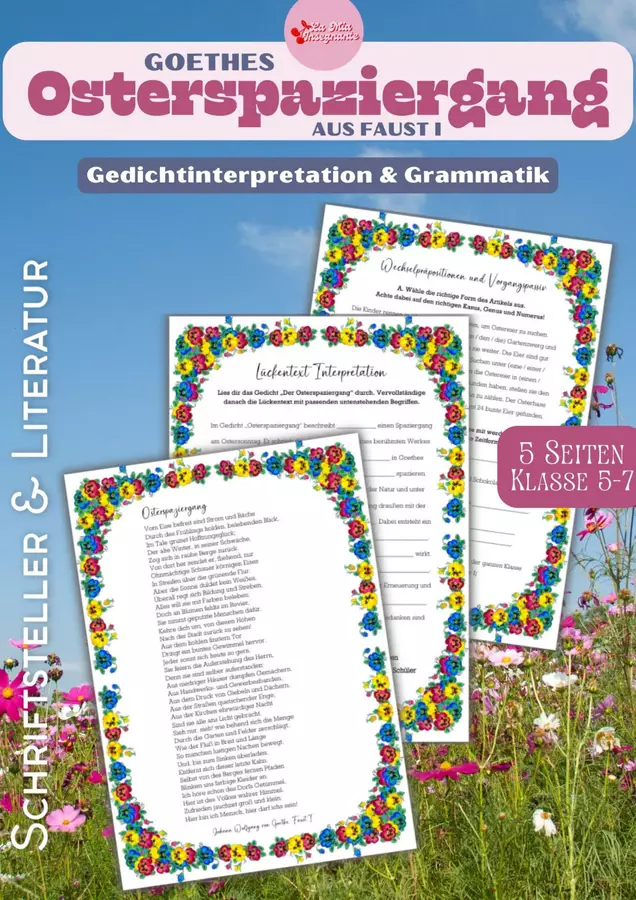 Goethes Osterspaziergang – Gedichtinterpretation & Grammatikaufgaben Passeggiata pasquale Analisi della poesia Esercizi - Goethes Osterspaziergang – Gedichtinterpretation & Grammatikaufgaben Passeggiata pasquale Analisi della poesia - LaMiaInsegnante - Pagina di copertina