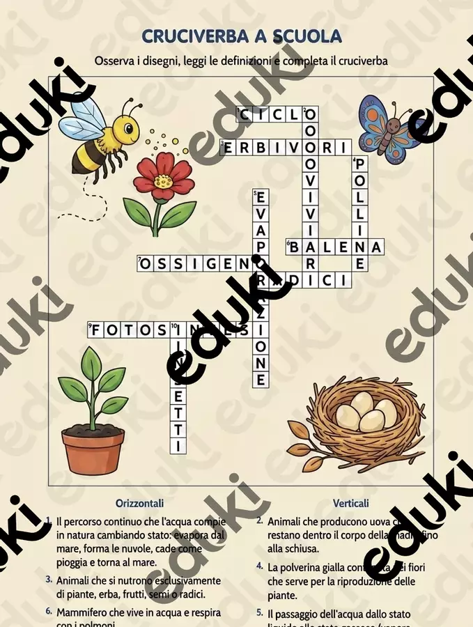 Cruciverba scientifico a scuola 🌸🐳 Esercizi - Cruciverba scientifico a scuola 🌸🐳 - MaestraAlessiaMenteattiva - Pagina di copertina