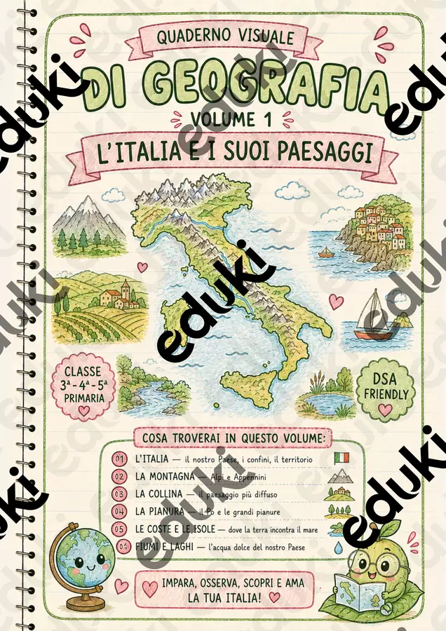 Quaderno_Visuale_Geografia_Volume_1_Colori. Materiale di supporto/inclusione - Quaderno_Visuale_Geografia_Volume_1_Colori. - Maestra Federica - Fiorire con i DSA - Pagina di copertina