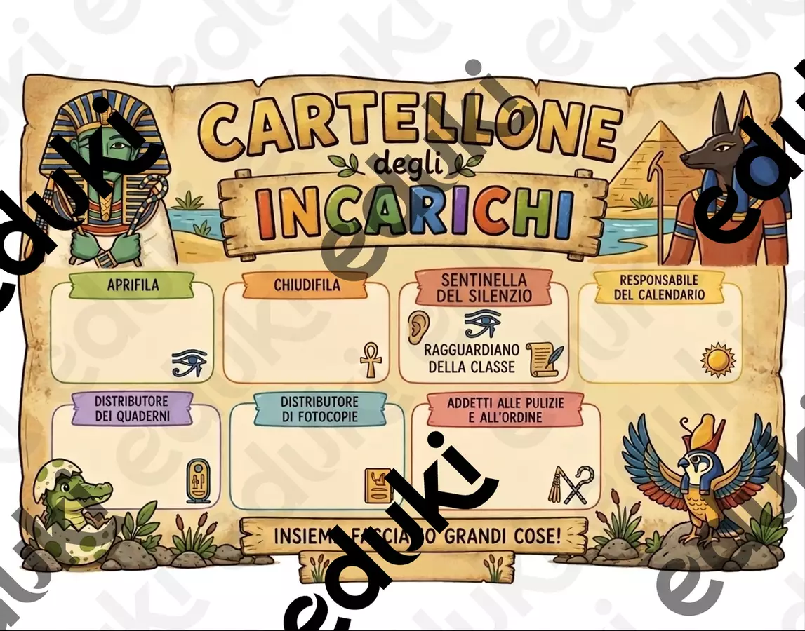 cartellone incarichi a tema Antico Egitto Materiale di supporto/inclusione - cartellone incarichi a tema Antico Egitto - maestr_ale_ - Pagina di copertina