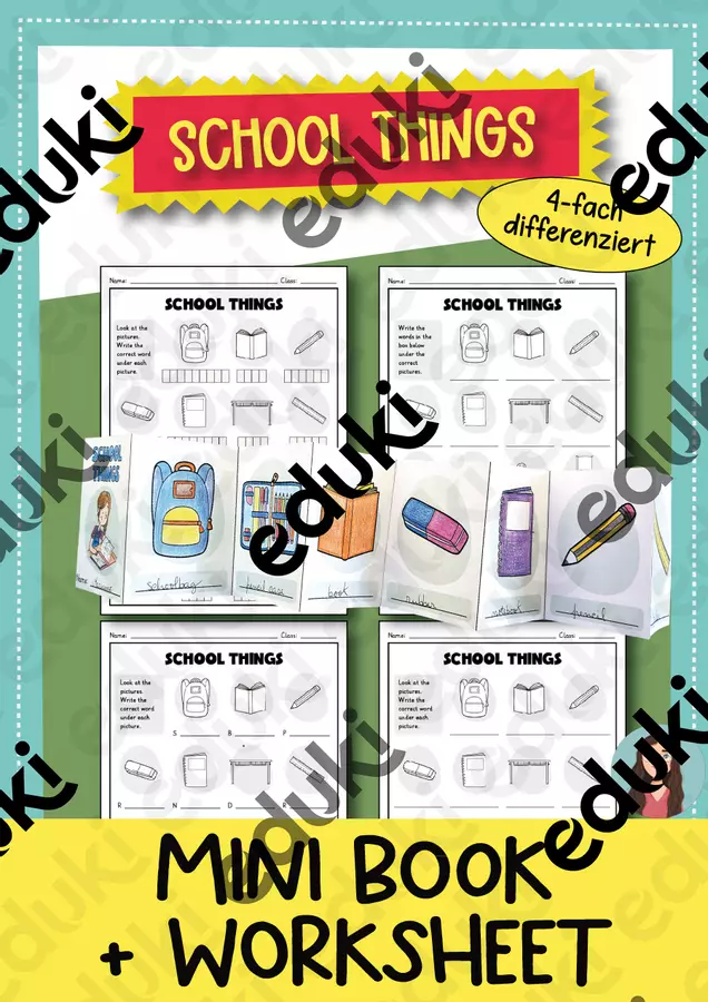 Materiale scolastico in inglese – Mini book di vocaboli e scheda didattica | Inglese scuola primaria Esercizi - Materiale scolastico in inglese – Mini book di vocaboli e scheda didattica | Inglese scuola primaria - Brighter Day Classroom - Pagina di copertina