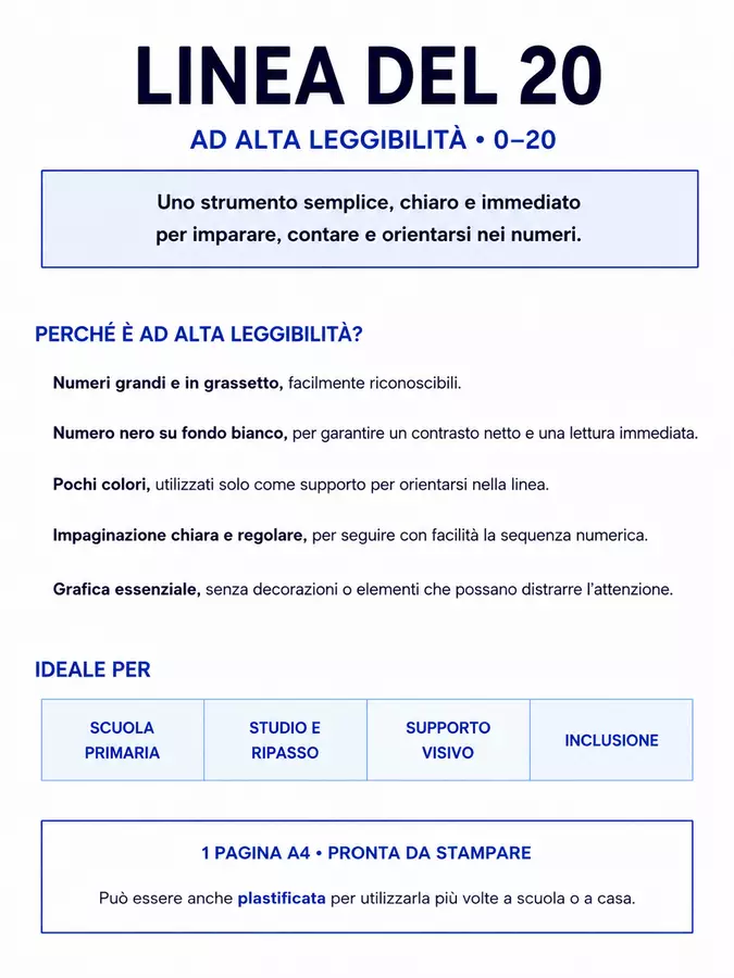 Linea del 20 ad alta leggibilità, A4 plastificabile Esercizi - Linea del 20 ad alta leggibilità, A4 plastificabile - Kit Inclusione - Maestra Anna - Pagina di copertina