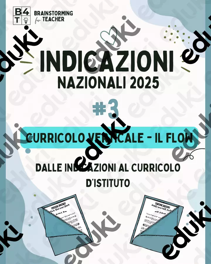 Indicazioni Nazionali 2025 #3 | Flow operativo curricolo IC Programmi scolastici / Materiali per docenti - Indicazioni Nazionali 2025 #3 | Flow operativo curricolo IC - Brainstorming for Teacher - Pagina di copertina