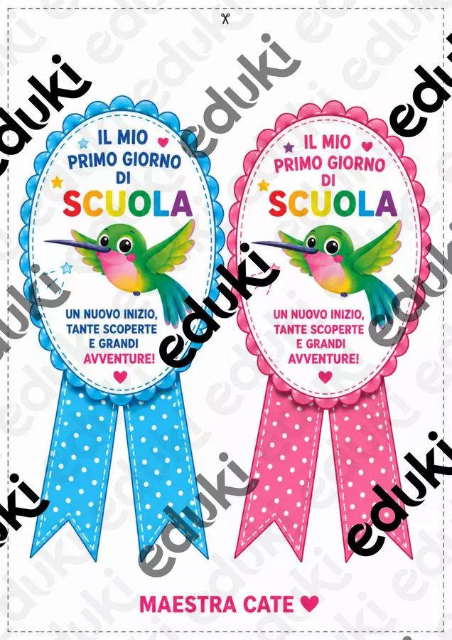 COCCARDE per il primo giorno di scuola COLIBRI' Materiale di supporto/inclusione - COCCARDE per il primo giorno di scuola COLIBRI' - Maestra _Cate - Pagina di copertina