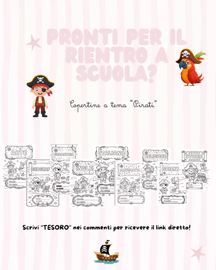 Kit di copertine quaderni - Tema Pirati Altro tipo di materiale - Kit di copertine quaderni - Tema Pirati - maestr_ale_ - Pagina di copertina