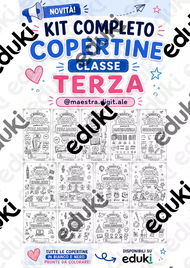 Kit copertine classe terza (tutte le discipline) Etichette / Segnalibri - Kit copertine classe terza (tutte le discipline) - Maestra.digit.ale - Pagina di copertina