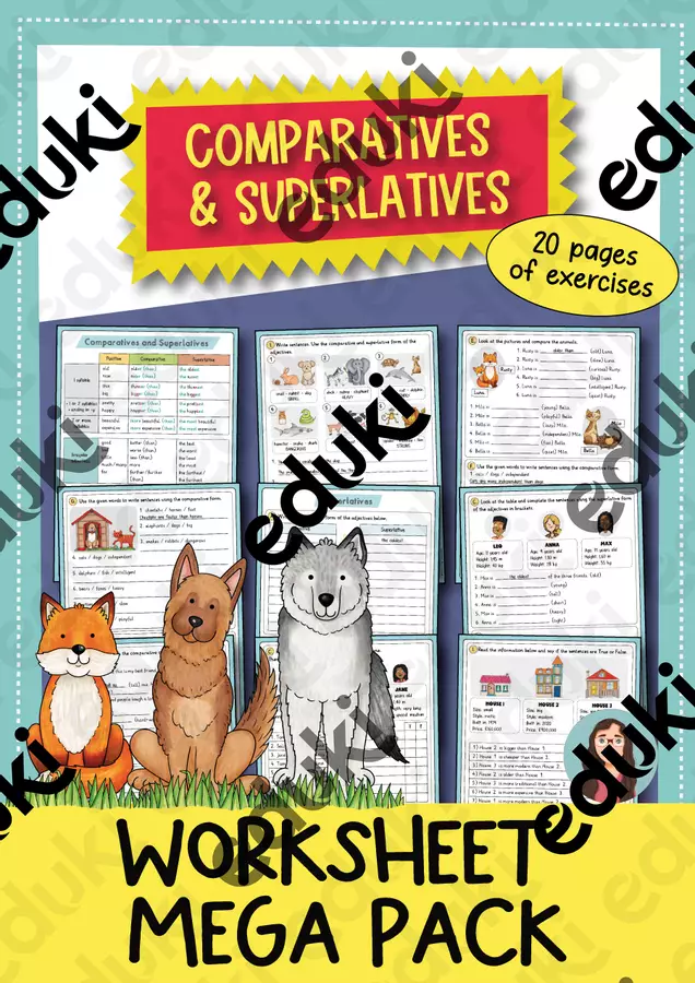 Comparison of Adjectives – Comparativi e Superlativi – 20 schede di Inglese Esercizi - Comparison of Adjectives – Comparativi e Superlativi – 20 schede di Inglese - Brighter Day Classroom - Pagina di copertina