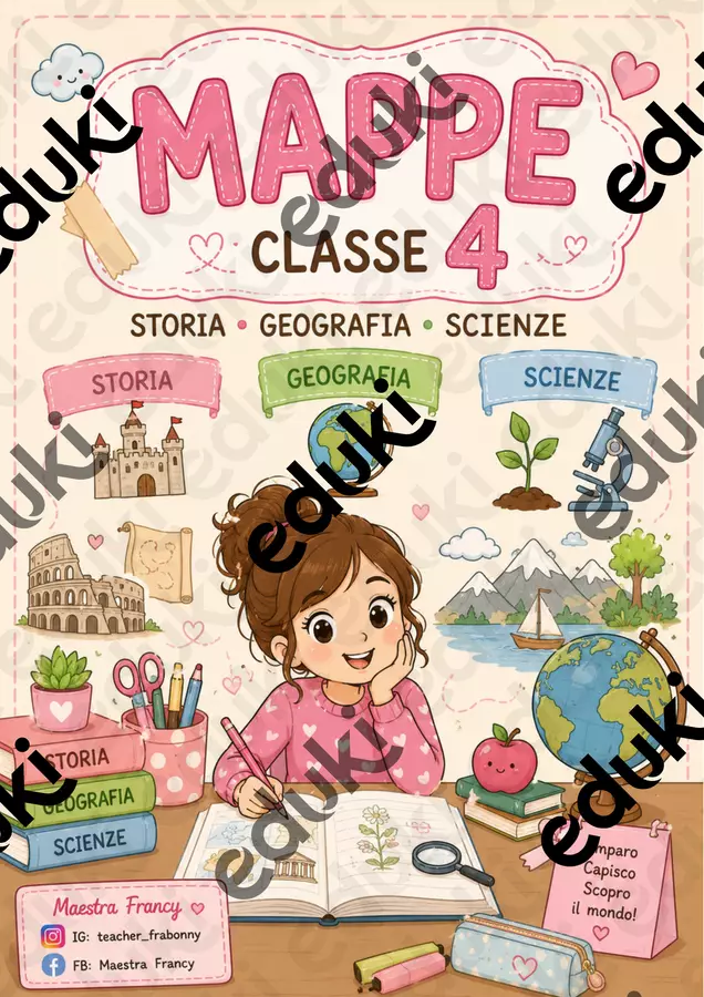 Mappe classe 4 (storia,geografia, scienze) Materiale di supporto/inclusione - Mappe classe 4 (storia,geografia, scienze) - Teacher Fra Bonny - Pagina di copertina