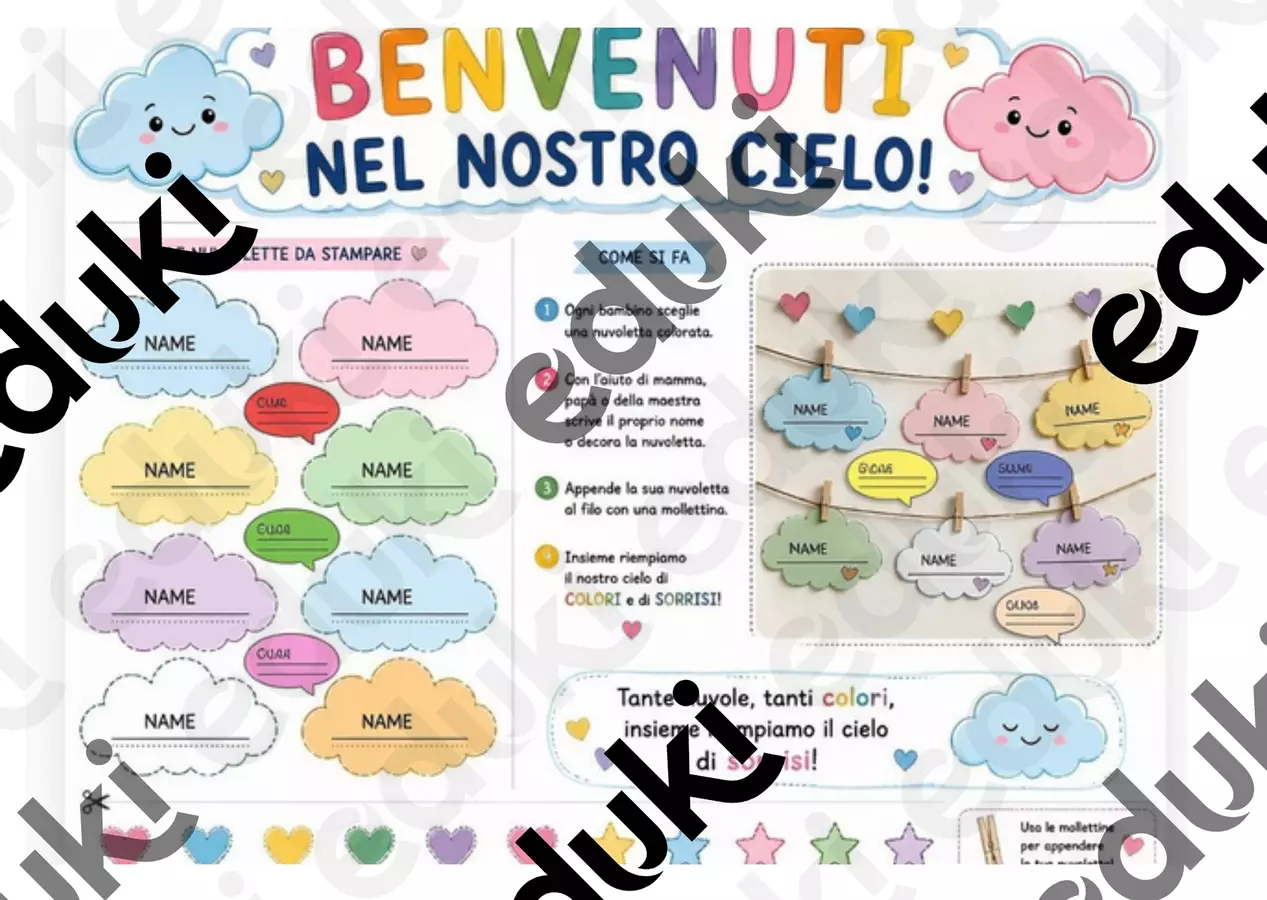 Cartellone di benvenuto accoglienza scuola infanzia Etichette / Segnalibri - Cartellone di benvenuto accoglienza scuola infanzia - Maestra Smart - Pagina di copertina