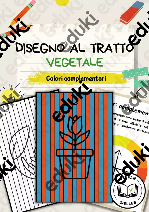 Disegno al tratto - vegetable - Colori complementari Materiale per pittura e bricolage - Disegno al tratto - vegetable - Colori complementari - Stefan Welles - Pagina di copertina