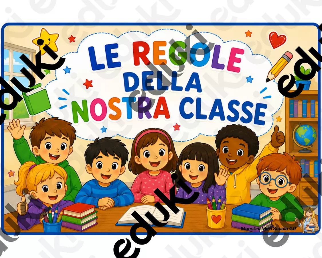 Cartellone delle regole in classe Materiale di supporto/inclusione - Cartellone delle regole in classe - Maestra Meri Scuola 4.0 - Pagina di copertina