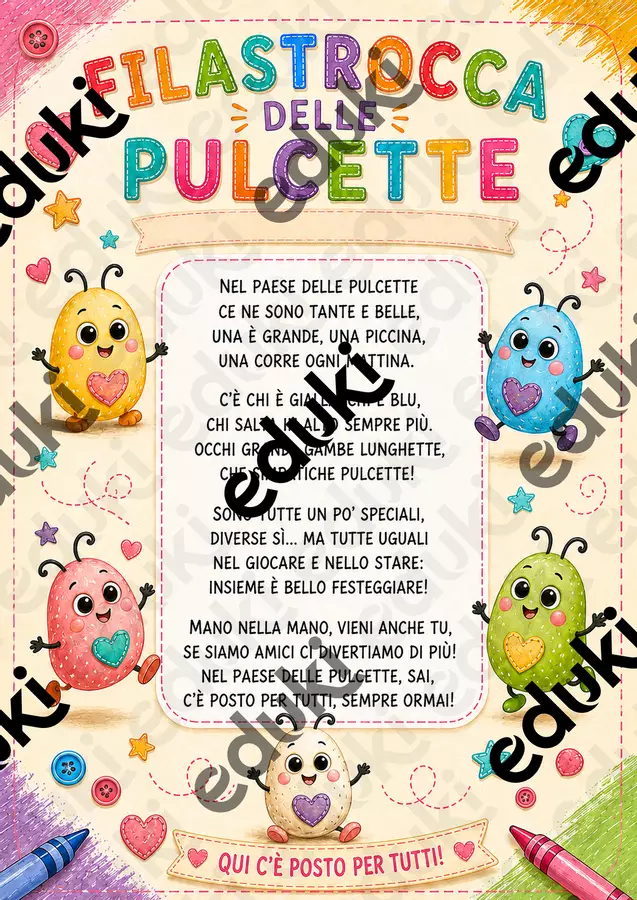 Filastrocca Pulcette Una rima per stare bene insieme | GRATIS Programmi scolastici / Materiali per docenti - Filastrocca Pulcette Una rima per stare bene insieme | GRATIS - MAESTRA ROMY - Pagina di copertina