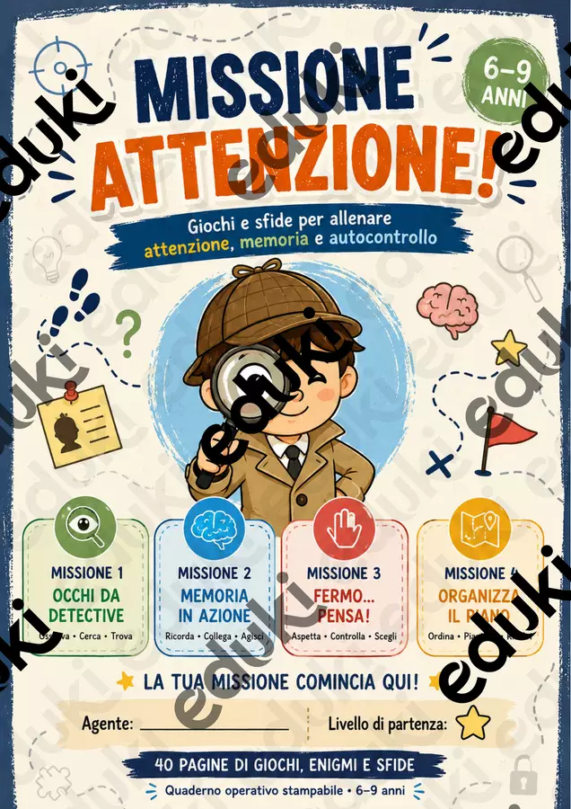 Missione Attenzione – Funzioni esecutive 6-9 anni Esercizi - Missione Attenzione – Funzioni esecutive 6-9 anni - SaraTNPEE - Pagina di copertina