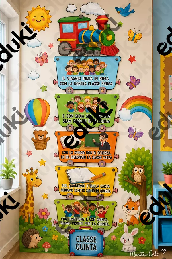 PORTA ACCOGLIENZA CLASSE 5 (UN VIAGGIO LUNGO 5 ANNI) Poster - PORTA ACCOGLIENZA CLASSE 5 (UN VIAGGIO LUNGO 5 ANNI) - Maestra _Cate - Pagina di copertina