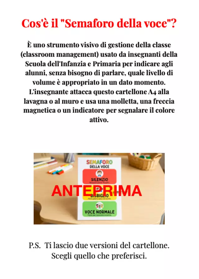 Semaforo della voce. Cartellone per la gestione del volume in classe (PDF Stampabile) Altro tipo di materiale - Semaforo della voce. Cartellone per la gestione del volume in classe (PDF Stampabile) - Maestra Erri - Pagina di copertina