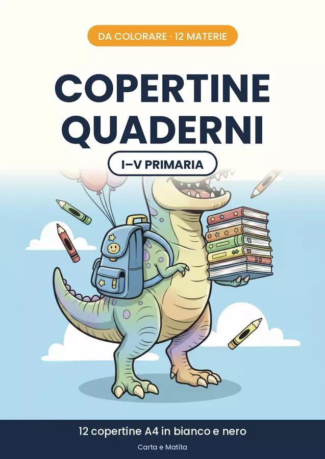 🎨 Copertine dei quaderni da colorare: 12 materie Materiale per pittura e bricolage - 🎨 Copertine dei quaderni da colorare: 12 materie - Carta e Matita - Pagina di copertina