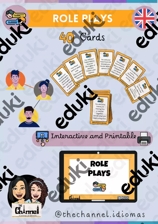 ROLE PLAYS – 40 Cards (Printable & Interactive) Materiale interattivo - ROLE PLAYS – 40 Cards (Printable & Interactive) - The Channel - Academia de idiomas - Pagina di copertina
