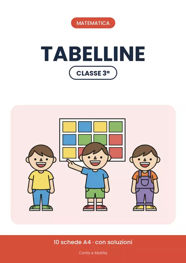 🔢 Tabelline classe terza: moltiplicazioni a memoria Esercizi - 🔢 Tabelline classe terza: moltiplicazioni a memoria - Carta e Matita - Pagina di copertina