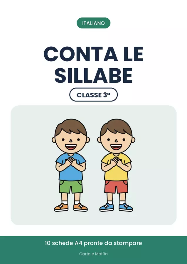 🔤 Conta e classifica le sillabe: ortografia classe terza Esercizi - 🔤 Conta e classifica le sillabe: ortografia classe terza - Carta e Matita - Pagina di copertina