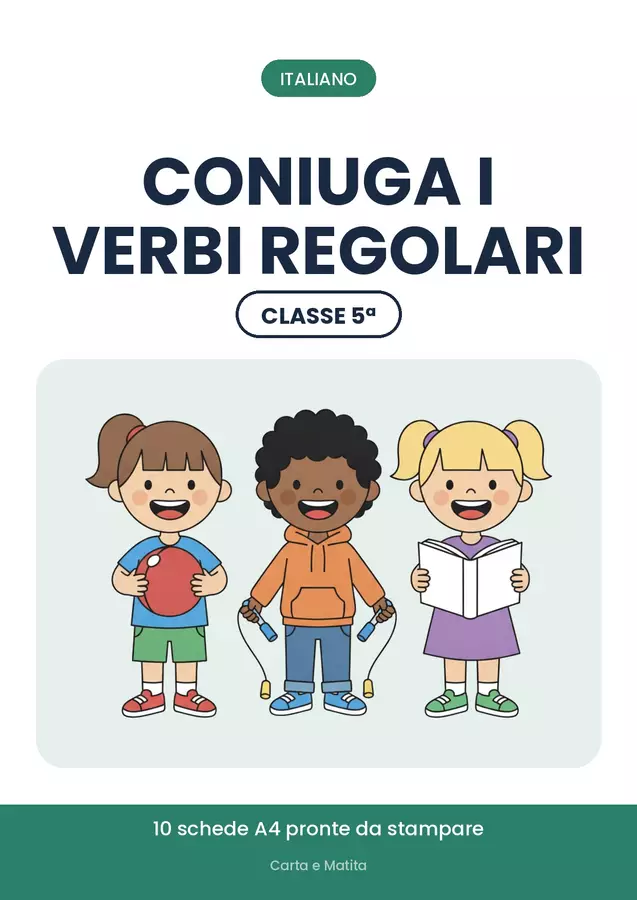 📝 I verbi classe quinta: coniugazione dei verbi regolari Esercizi - 📝 I verbi classe quinta: coniugazione dei verbi regolari - Carta e Matita - Pagina di copertina
