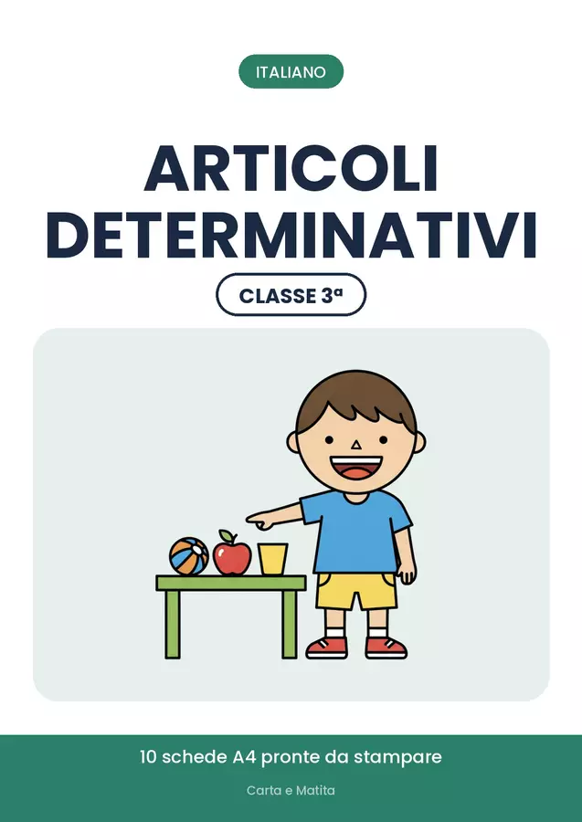 📝 Gli articoli determinativi: grammatica classe terza Esercizi - 📝 Gli articoli determinativi: grammatica classe terza - Carta e Matita - Pagina di copertina