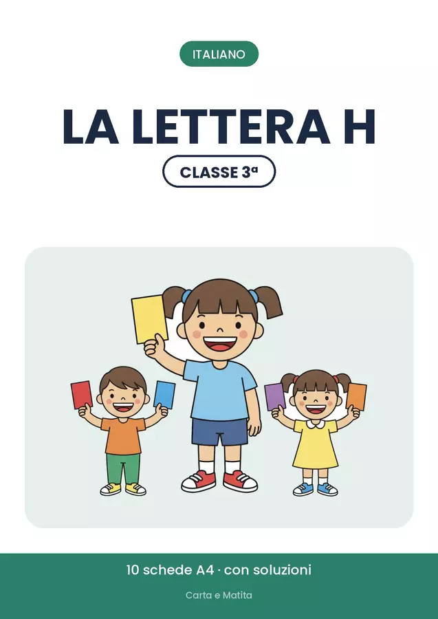 🔤 La lettera H: ortografia classe terza, 10 schede Esercizi - 🔤 La lettera H: ortografia classe terza, 10 schede - Carta e Matita - Pagina di copertina
