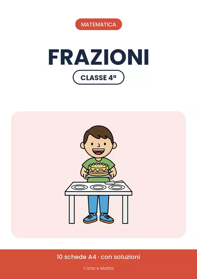 🔢 Frazioni classe quarta: 10 schede di matematica Esercizi - 🔢 Frazioni classe quarta: 10 schede di matematica - Carta e Matita - Pagina di copertina