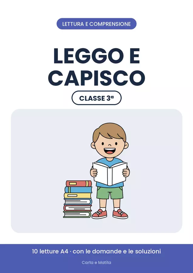 📖 Comprensione del testo classe terza: 10 letture Esercizi - 📖 Comprensione del testo classe terza: 10 letture - Carta e Matita - Pagina di copertina