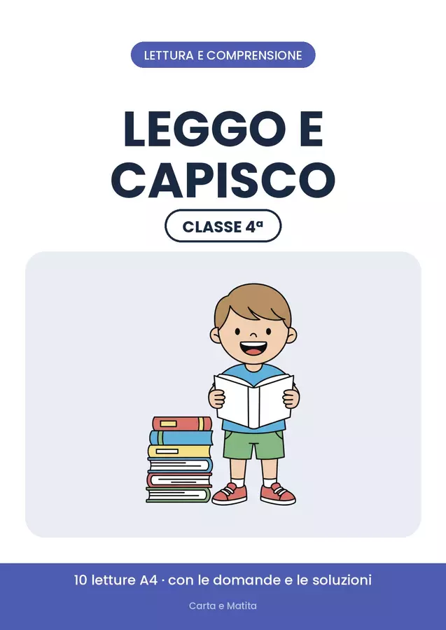 📖 Comprensione del testo classe quarta: 10 letture Esercizi - 📖 Comprensione del testo classe quarta: 10 letture - Carta e Matita - Pagina di copertina