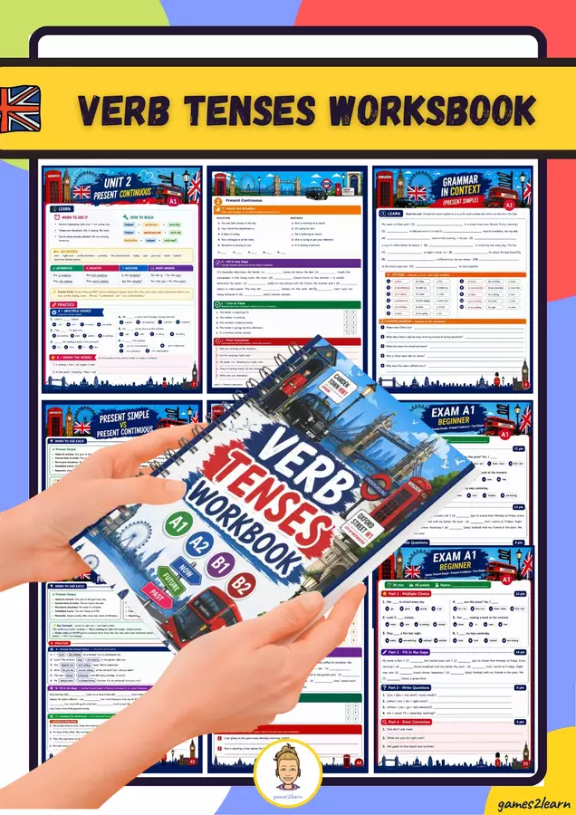 VERB TENSES WORKBOOK Esercizi - VERB TENSES WORKBOOK - games2learn - Materiali e giochi per l'autunno, Halloween e Natale - Pagina di copertina