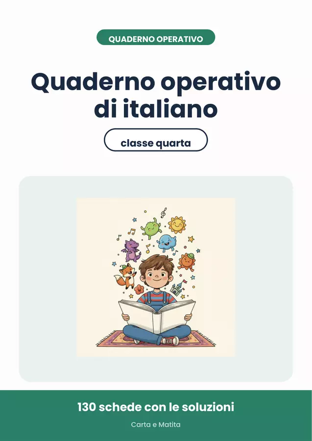 📚 Quaderno operativo di italiano per la classe quarta Esercizi - 📚 Quaderno operativo di italiano per la classe quarta - Carta e Matita - Pagina di copertina