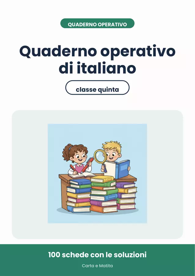 📚 Quaderno operativo di italiano per la classe quinta Esercizi - 📚 Quaderno operativo di italiano per la classe quinta - Carta e Matita - Pagina di copertina