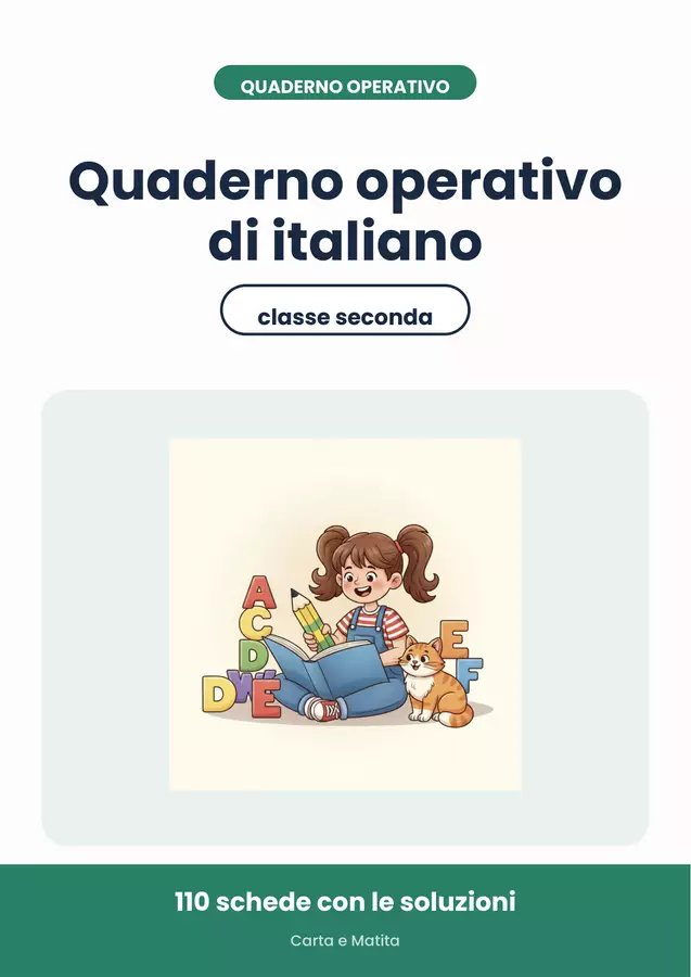 📚 Quaderno operativo di italiano per la classe seconda Esercizi - 📚 Quaderno operativo di italiano per la classe seconda - Carta e Matita - Pagina di copertina