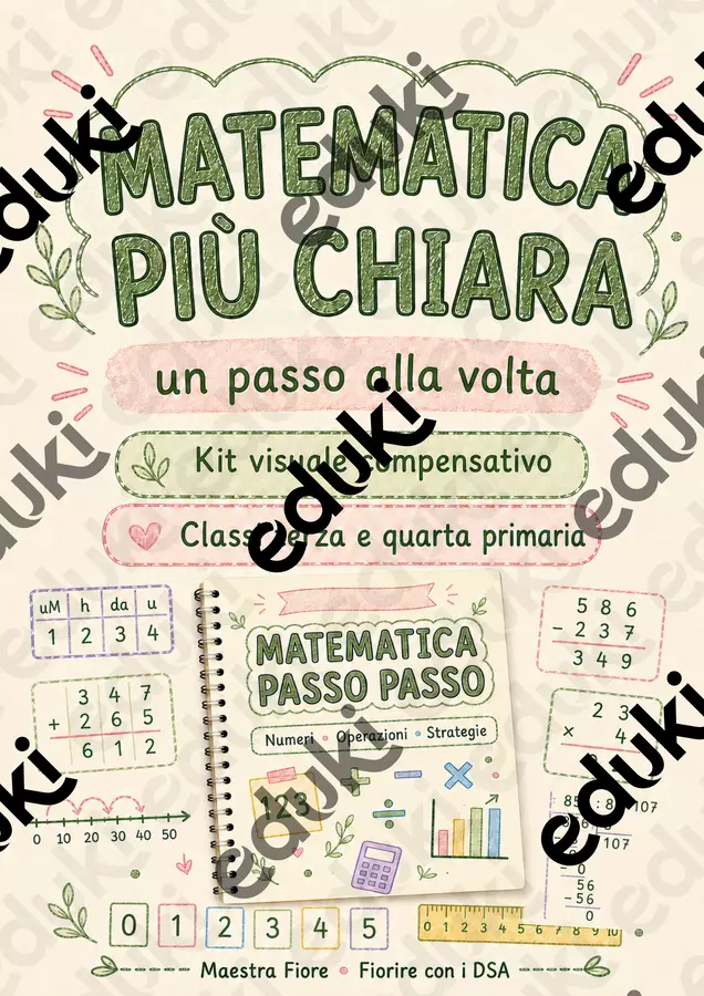 Matematica più chiara – Kit visuale per numeri e operazioni Materiale di supporto/inclusione - Matematica più chiara – Kit visuale per numeri e operazioni - Maestra Fiore - Fiorire con i DSA - Pagina di copertina