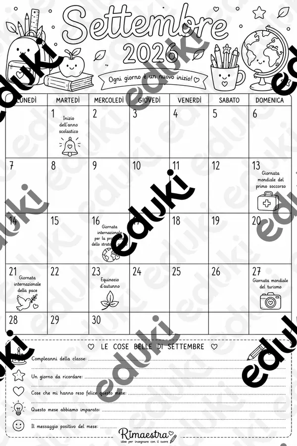 Calendario scolastico 10 mesi da settembre a giugno Altro tipo di materiale - Calendario scolastico 10 mesi da settembre a giugno - Rimaestra - Pagina di copertina