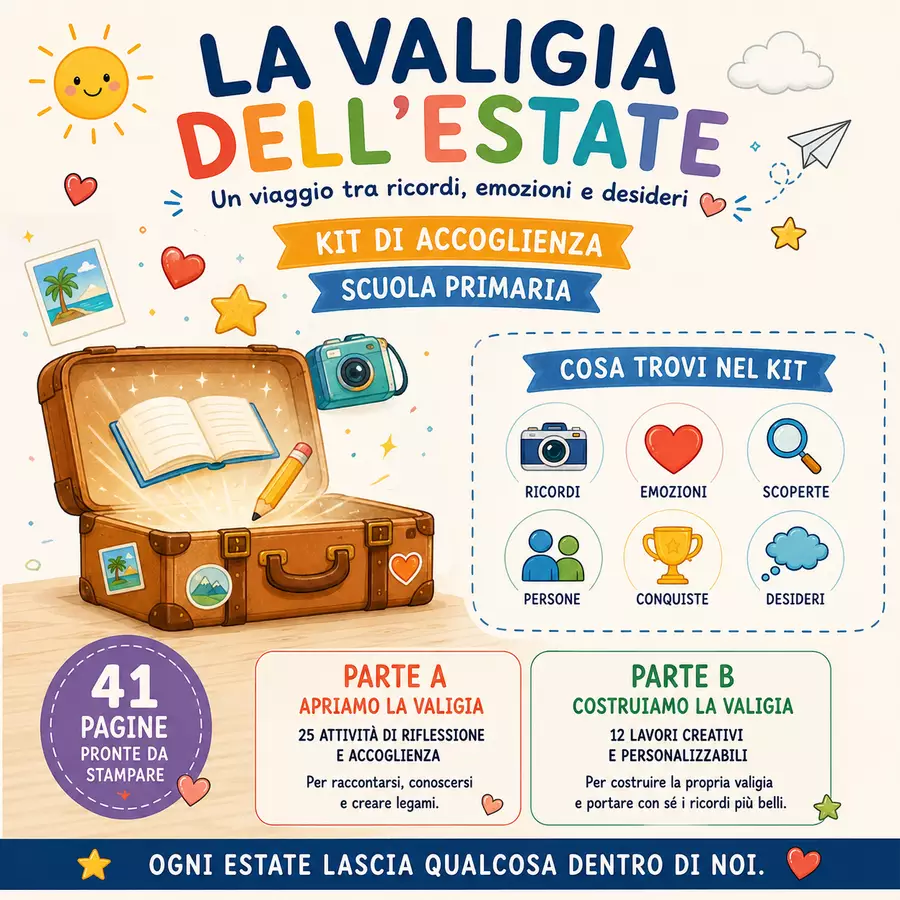 La Valigia dell’Estate – Attività di accoglienza per la scuola primaria Materiale di supporto/inclusione - La Valigia dell’Estate – Attività di accoglienza per la scuola primaria - Il Banco Creativo - Pagina di copertina