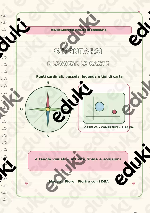 Mini quaderno visuale di geografia - orientarsi e leggere le carte Materiale di supporto/inclusione - Mini quaderno visuale di geografia - orientarsi e leggere le carte - Maestra Fiore - Fiorire con i DSA - Pagina di copertina
