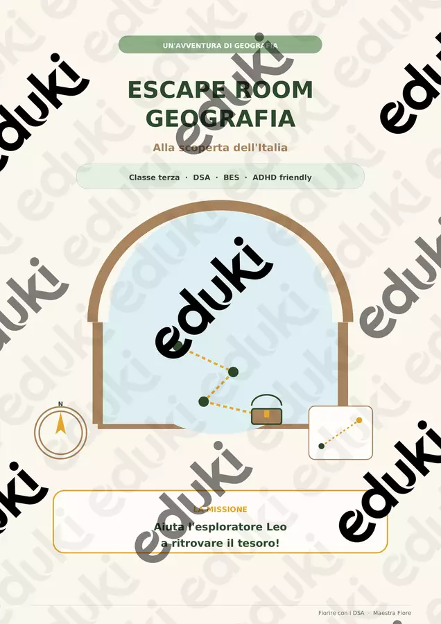 Escape Room Geografia - Maestra Fiore Materiale di supporto/inclusione - Escape Room Geografia - Maestra Fiore - Maestra Fiore - Fiorire con i DSA - Pagina di copertina