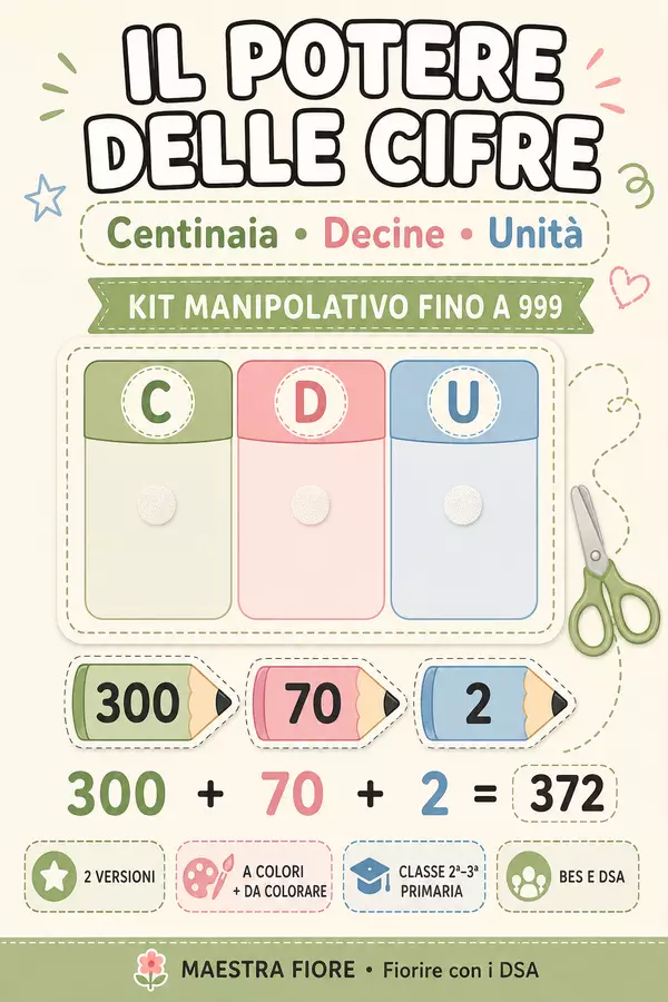 Il potere delle cifre - kit manipolativo Materiale di supporto/inclusione - Il potere delle cifre - kit manipolativo - Maestra Fiore - Fiorire con i DSA - Pagina di copertina