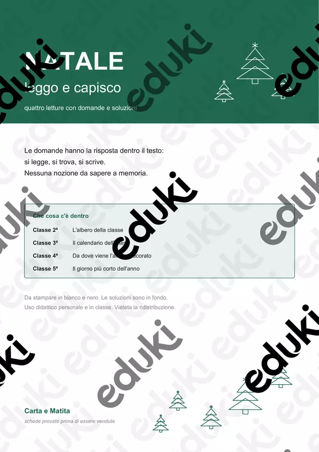 🎄 Natale: leggo e capisco, 4 letture con soluzioni Esercizi - 🎄 Natale: leggo e capisco, 4 letture con soluzioni - Carta e Matita - Pagina di copertina