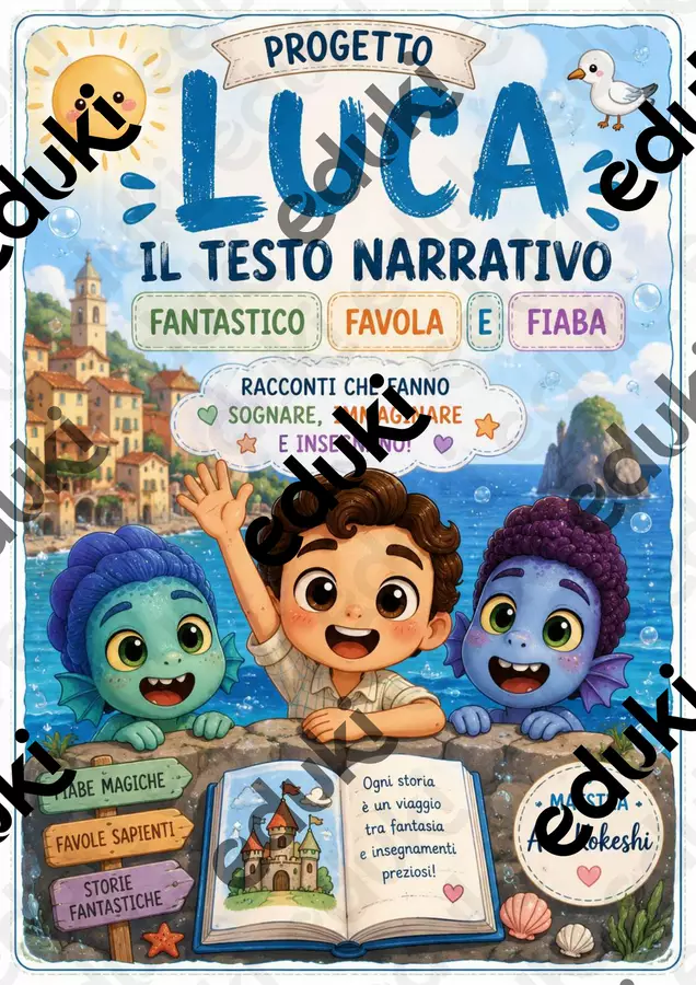 Il testo narrativo fantastico favola e fiaba con Luca Esercizi - Il testo narrativo fantastico favola e fiaba con Luca - Maestra An_ Kokeshi - Pagina di copertina