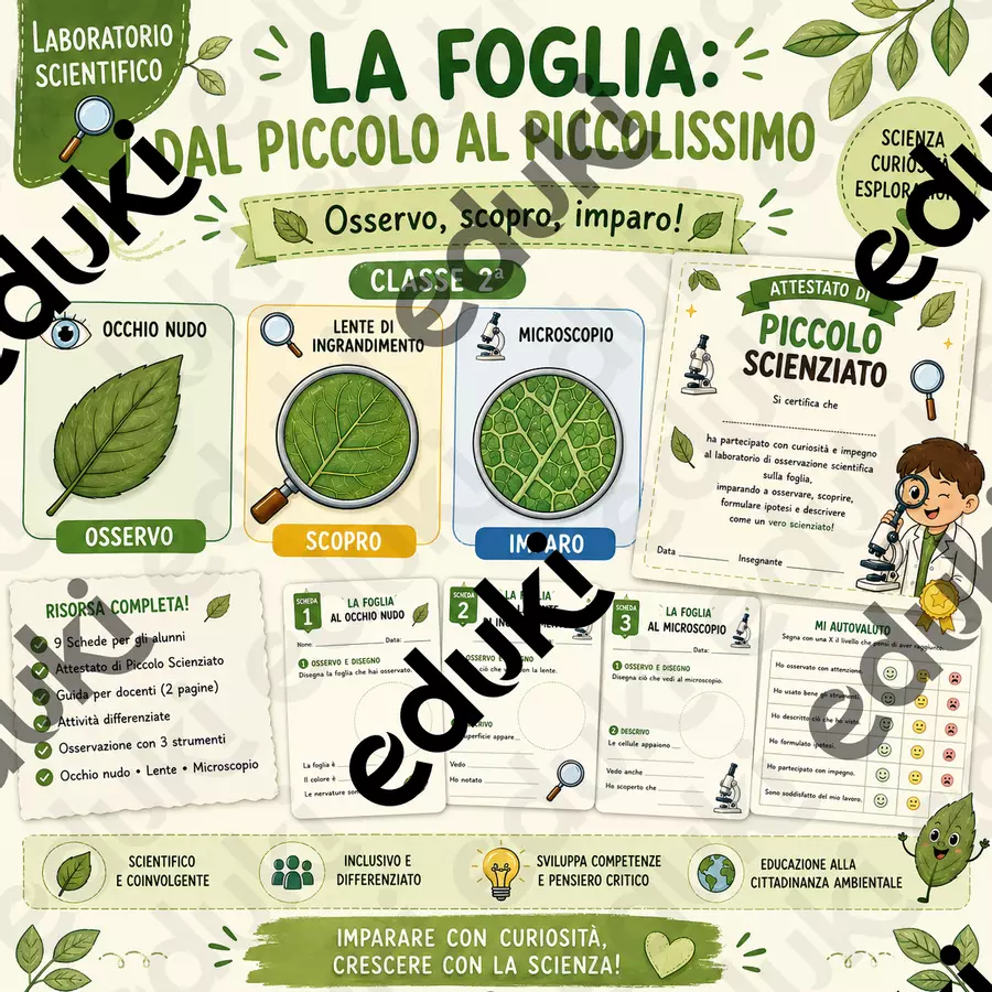 🌿🔬 LA FOGLIA: DAL PICCOLO AL PICCOLISSIMO Esercizi - 🌿🔬 LA FOGLIA: DAL PICCOLO AL PICCOLISSIMO - Roberta Laddaga - Pagina di copertina
