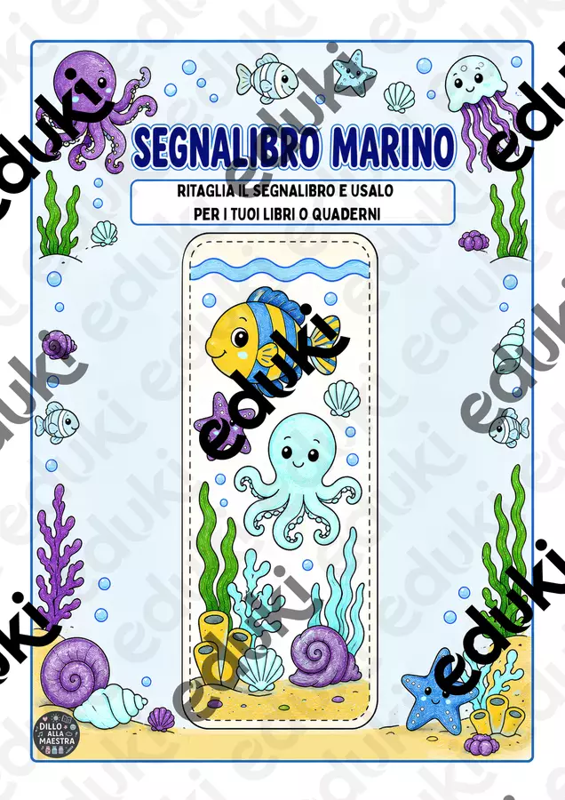 Segnalibro marino Etichette / Segnalibri - Segnalibro marino - Dillo alla maestra - Pagina di copertina