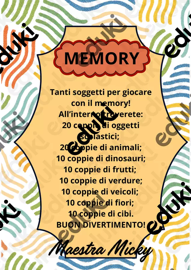 coppie di tessere vari temi (oggetti scol., animali...) Flashcard - coppie di tessere vari temi (oggetti scol., animali...) - Maestra Micky82 - Pagina di copertina
