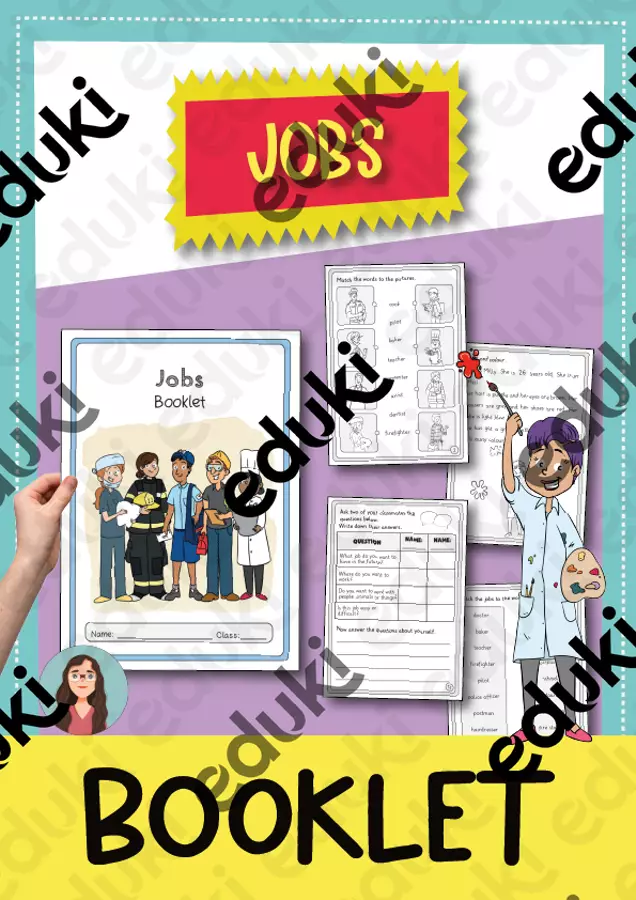 Schede di Inglese sui Mestieri – Jobs Booklet per la Classe 4ª e 5ª (Scuola Primaria) Esercizi - Schede di Inglese sui Mestieri – Jobs Booklet per la Classe 4ª e 5ª (Scuola Primaria) - Brighter Day Classroom - Pagina di copertina