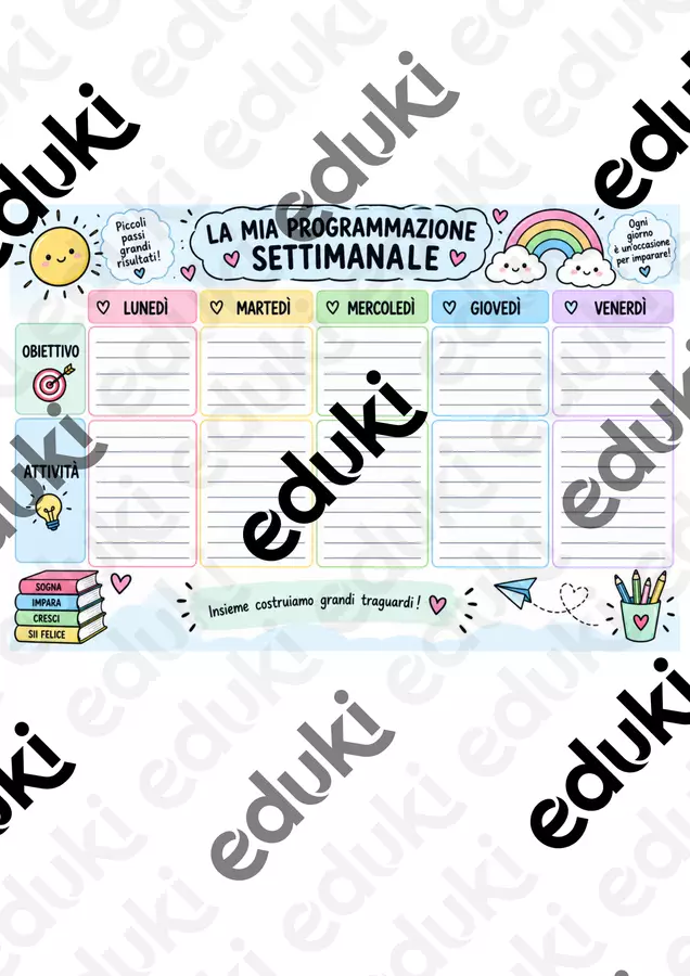 PLANNING SETTIMANALE PROGRAMMAZIONE Altro tipo di materiale - PLANNING SETTIMANALE PROGRAMMAZIONE - Maestra Valeria - Pagina di copertina