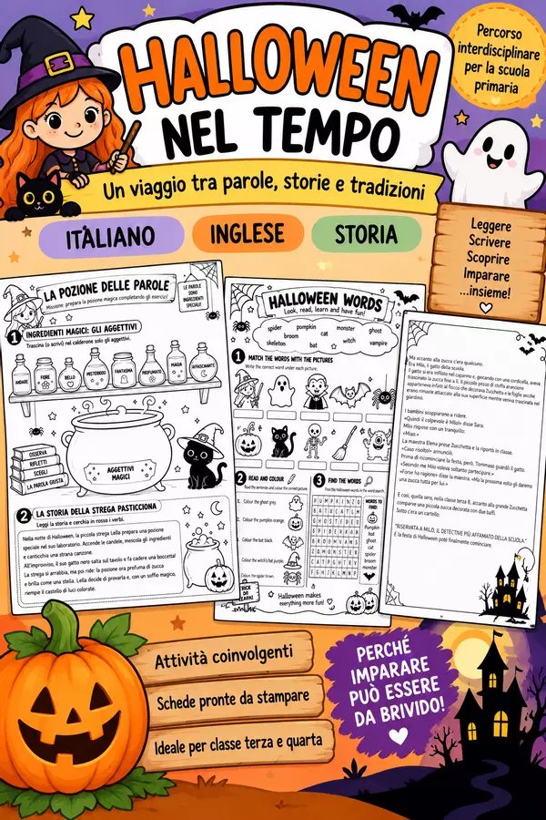 Tema Halloween - progetto interdisciplinare ital-storia-ing Esercizi - Tema Halloween - progetto interdisciplinare ital-storia-ing - Edugiocando - Pagina di copertina