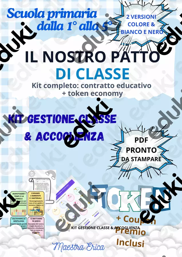 Kit gestione classe e accoglienza - Patto di classe + token - PDF Altro tipo di materiale - Kit gestione classe e accoglienza - Patto di classe + token - PDF - Maestra Erri - Pagina di copertina